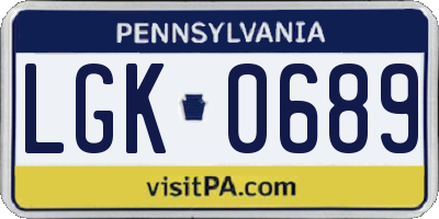PA license plate LGK0689