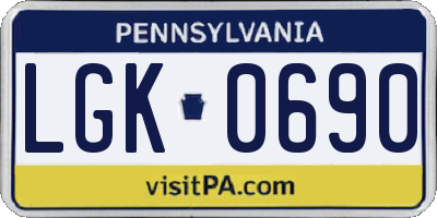 PA license plate LGK0690