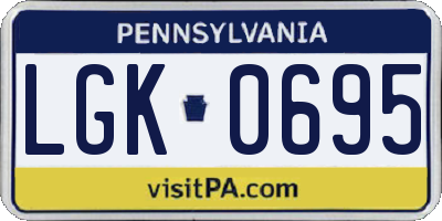 PA license plate LGK0695