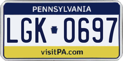 PA license plate LGK0697