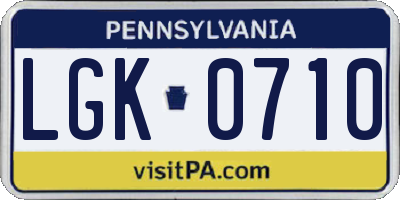 PA license plate LGK0710