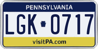 PA license plate LGK0717