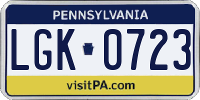 PA license plate LGK0723