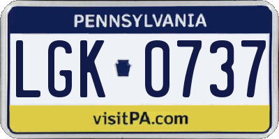 PA license plate LGK0737