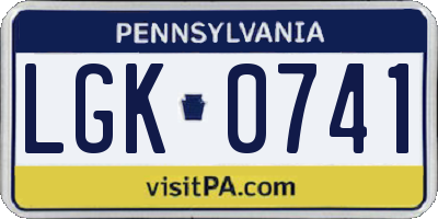 PA license plate LGK0741