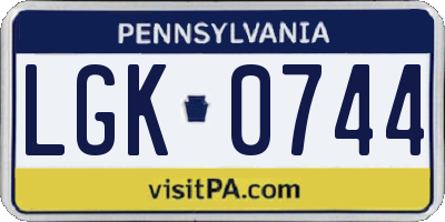 PA license plate LGK0744