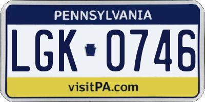 PA license plate LGK0746