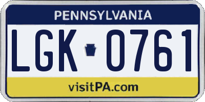 PA license plate LGK0761