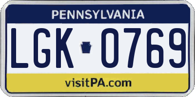 PA license plate LGK0769