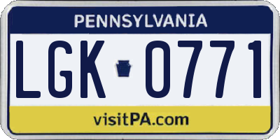 PA license plate LGK0771