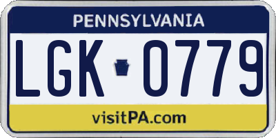 PA license plate LGK0779