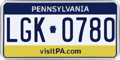 PA license plate LGK0780