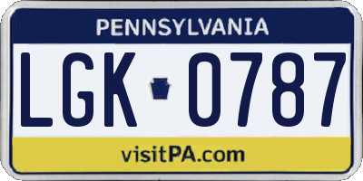 PA license plate LGK0787