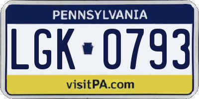 PA license plate LGK0793