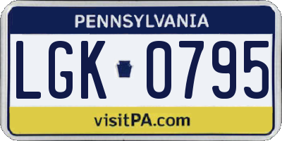 PA license plate LGK0795