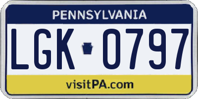 PA license plate LGK0797