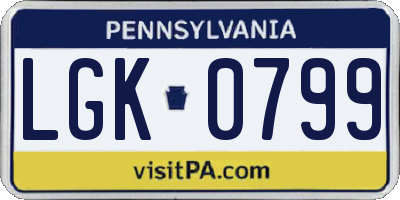 PA license plate LGK0799