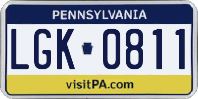 PA license plate LGK0811