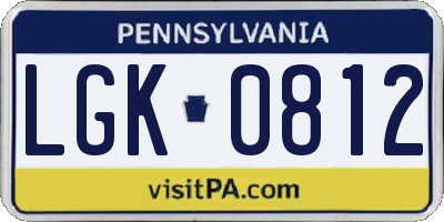 PA license plate LGK0812