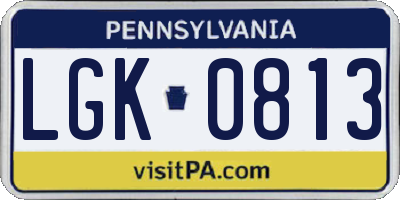 PA license plate LGK0813
