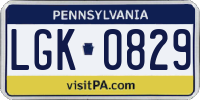 PA license plate LGK0829
