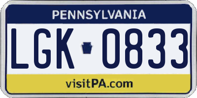 PA license plate LGK0833