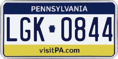 PA license plate LGK0844