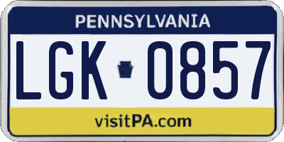 PA license plate LGK0857