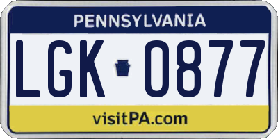 PA license plate LGK0877