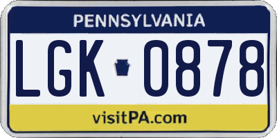 PA license plate LGK0878