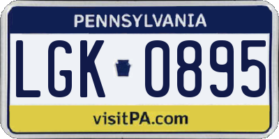 PA license plate LGK0895
