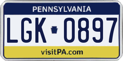 PA license plate LGK0897