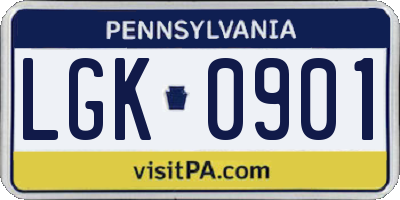 PA license plate LGK0901