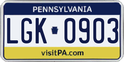 PA license plate LGK0903