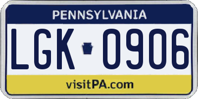 PA license plate LGK0906