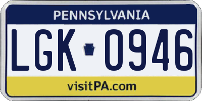 PA license plate LGK0946