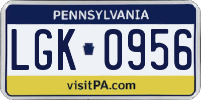 PA license plate LGK0956