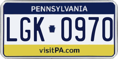 PA license plate LGK0970