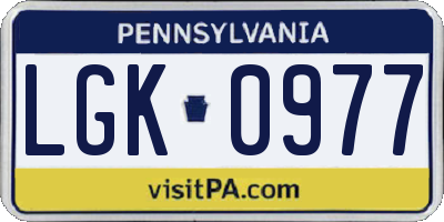 PA license plate LGK0977