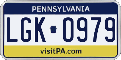 PA license plate LGK0979
