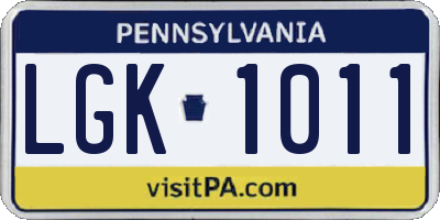 PA license plate LGK1011