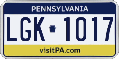 PA license plate LGK1017