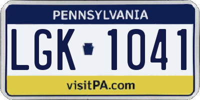 PA license plate LGK1041