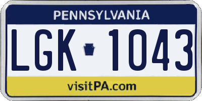 PA license plate LGK1043