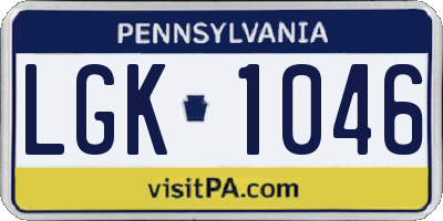 PA license plate LGK1046