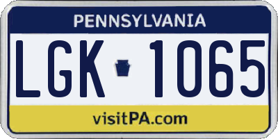 PA license plate LGK1065