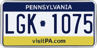 PA license plate LGK1075
