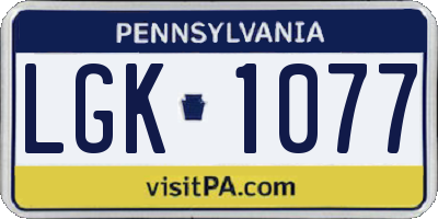 PA license plate LGK1077