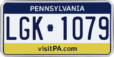 PA license plate LGK1079