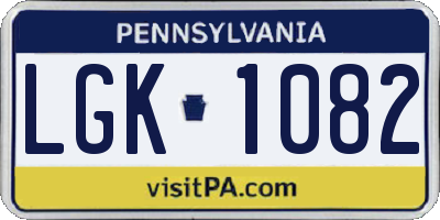 PA license plate LGK1082